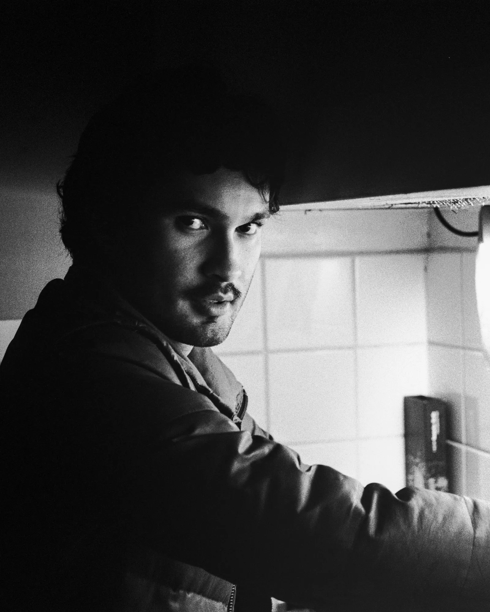 Moody portrait, black-and-white film